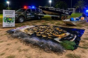 Polícia apreende 130 quilos de pescado ilegal e flagra pesca predatória em Cáceres
