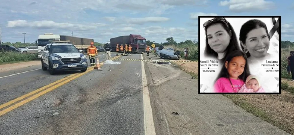 Técnica de enfermagem, filha e duas netas morrem em acidente na BR-364 em MT
