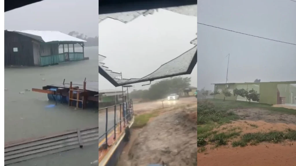 Vídeos mostram casas destruídas e imóveis arrastados por temporal em MT; veja
