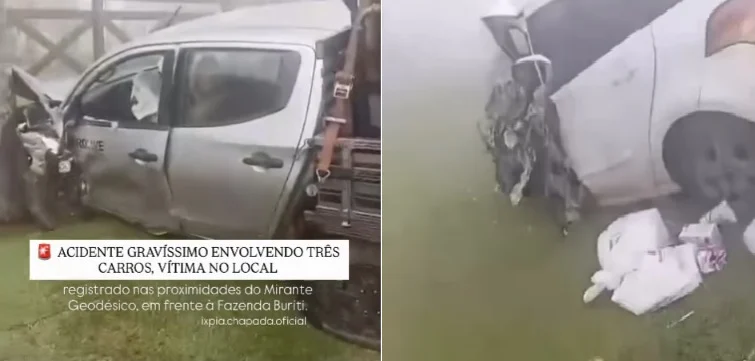 Colisão entre três veículos deixa vítima em trecho com neblina em Chapada